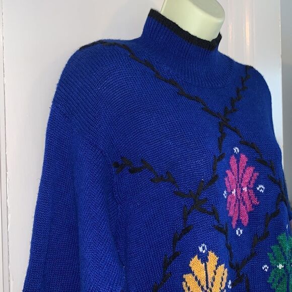 Vtg Russ blue long stylized snowflake sweater - Picture 5 of 9